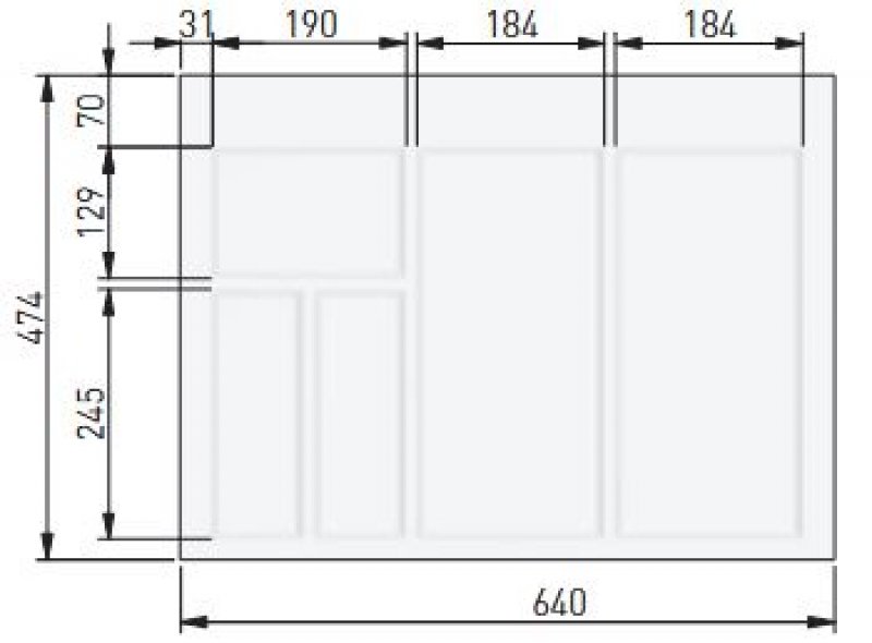 příborník AXISPACE 640x474 do 70cm BÍLÁ