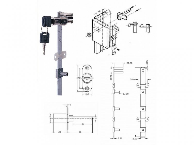 zámek ARMSTRONG 666 CHROM 600/4x9mm kolík na kontejner - komplet