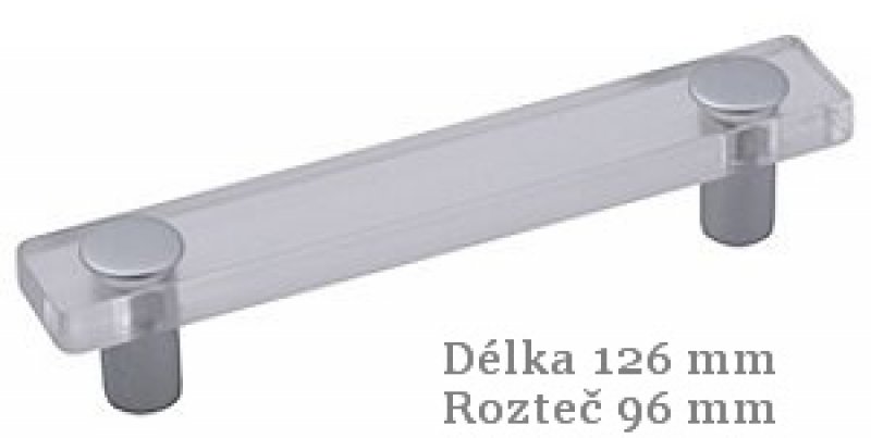 úchytka 8119-126 ISN1 MV11 96mm bílý hliník+akrylát čirý
