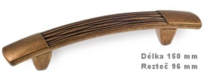 úchytka 2162-150 ZN58 staromosaz červenohnědá brinýr 96mm
