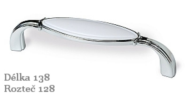 Úchytka 1973-138 ZN1A4,chrom lesk,plast bílý 128mm