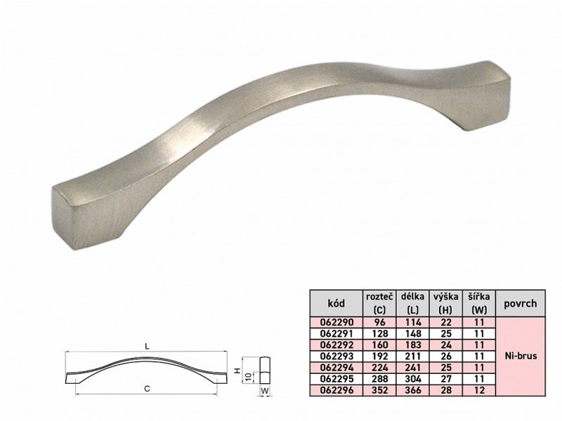 Úchytka AMÉLIE 288/303mm úchytka NI-broušený