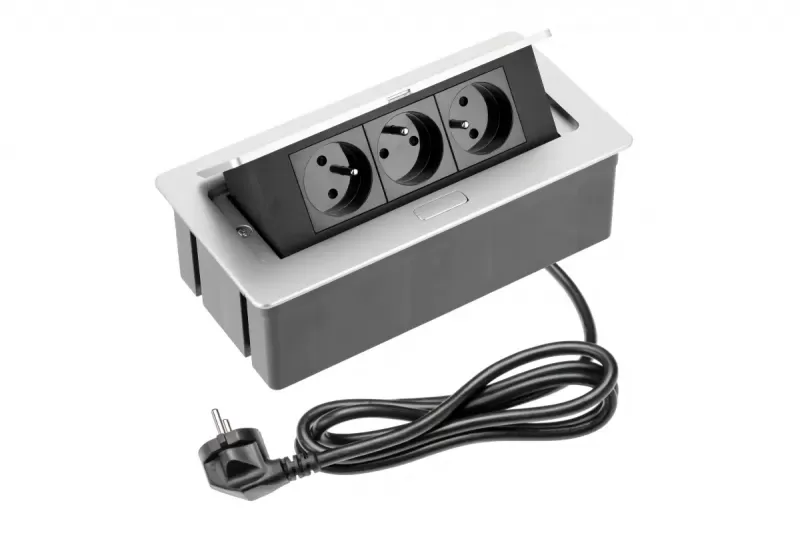 Výklopná zásuvka SOFT 3x230V HLINÍK