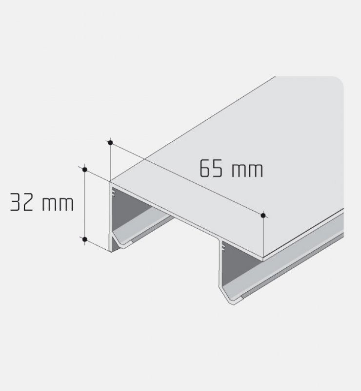 lišta na posuvné dveře S20/30 dvojitá Al ELOX 250cm