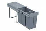výsuvný odpadkový 2-koš s úchyty dvířek,2x16l,K40-šedý plast