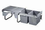 Výsuvný odpadkový 2-koš  s úchyty dvířek,2x15l,K45-šedý plast