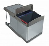 Výsuvný odpadkový 2-koš s aut. otevřením, 2x16 l, K45 - šedý plast