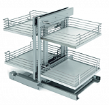 Slepý roh Komfort s BL - L/P, drátěné koše,do 80cm, chrom