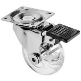 Kolečko nábytkové D35 transparentní s plotničkou a s brzdou