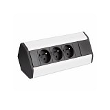 Rohová zásuvka 3 zásuvky 230V ALU