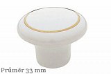 úchytka SP1-33 SPPD1 porcelán bílá knobka, zlatý proužek