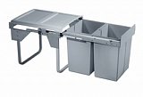Výsuvný odpadkový 2-koš 2x20l,K45-šedý plast