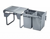 Výsuvný odpadkový 3-koš 1x20l+2x10l,K45-šedý plast