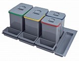 Odpadkový koš do šuplíku 900, 2x15l, 2x7l, K90 - šedý plast