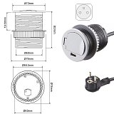 Zápustná zásuvka SINGLEBOX 230V + 1 USB STŘÍBRNÁ