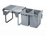 výsuvný odpadkový 2-koš 2x20l s úchyty dvířek do skříňky 45cm