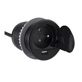 Zápustná zásuvka SINGLEBOX 230V + 1 USB ČERNÁ