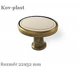 úchytka 1972-32 ZN31A78 staromosaz brinýr kartáčovaný / plast béžovy