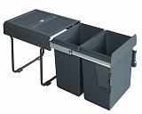 Výsuvný odpadkový 2-koš 2x20 l + set pro úchycení dvířek, antracit, plast 40cm