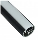 Světelná šatní tyč kulatá 3m černá + mléčný difuzor