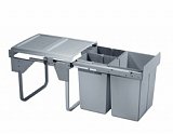 Výsuvný odpadkový 3-koš 1x20l,K45-šedý plast