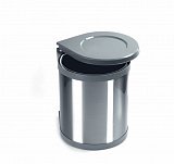 Odpadkový koš kulatý, 1x15 l, šedý plast, nerez
