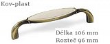 úchytka 1973-106 ZN31A78 staromosaz brinýr kartáčovaný / plast béžovy 96mm