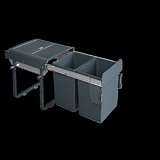 Výsuvný odpadkový 2-koš Komfort 2x20 l + set pro úchycení dvířek, antracit, 45cm