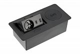 Výklopná zásuvka AVARO PLUS 1x230V,USB-A-C, s indukční nabíječkou ČERNÁ