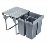 Výsuvný odpadkový 3-koš 1x37l+2x14l,K60-šedý plast