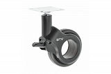 Kolečko STRADA, V=92,5 mm, prům.60 mm, s brzdou, plast + ocel, černá 