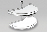 Karusel 180°, plné dno, 810x456x630-730 mm, chrom