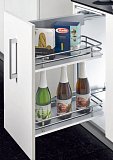 Plnovýsuvný dvojkoš boční Elegance s BL plné dno - Pravý do 40cm chrom