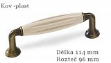 úchytka 1918-114  ZN31 A78 staromosaz brinýr kartáčovaný / plast béžovy