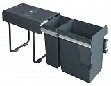 Výsuvný odpadkový 2-koš s úchyty na dvířka, 1x20+1x10l, 30cm, antracit