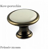 úchytka 1700-29 PF21+ ZN48 porcelán "slonová kost" + staromosaz brinýr