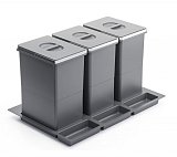 Odpadkový koš do šuplíku 800 3x20l - šedý plast
