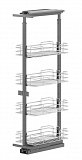 Potravinová skříň 4 koše 300mm, 1259-1659mm, drátěné dno, chrom