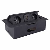 Výklopná zásuvka 2x230V, 2USB černá