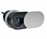 Zápustná zásuvka SLIDEBOX 230V, 1 USB NEREZ