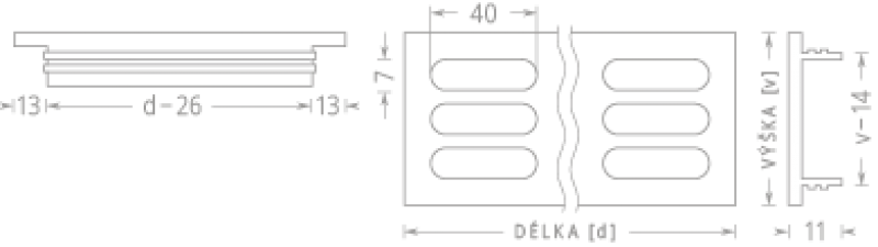 větrací mřížka 130x1000 bílá