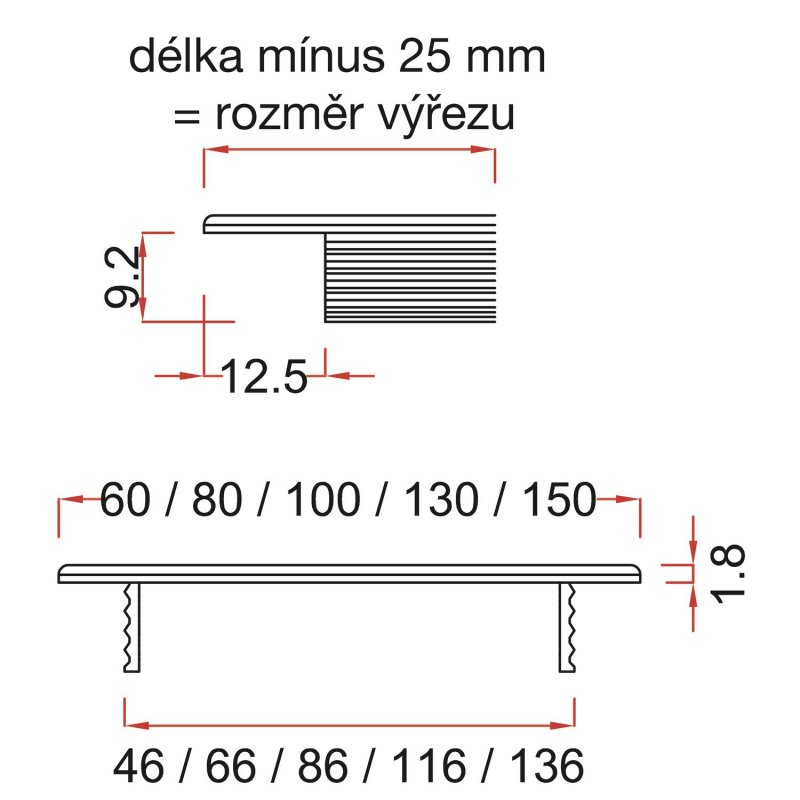 větrací mřížka 60x800 NEREZ TITAN