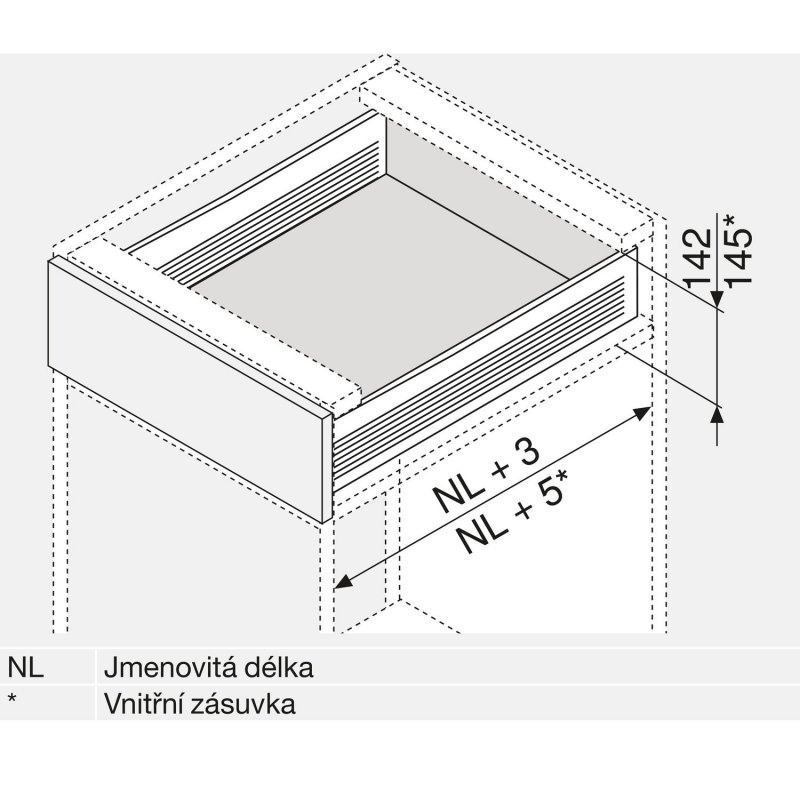 BLUM metabox částečný K 350/118mm bílá 