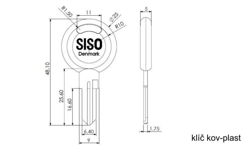 SISO MIC klíč surový oboustranný kov 171