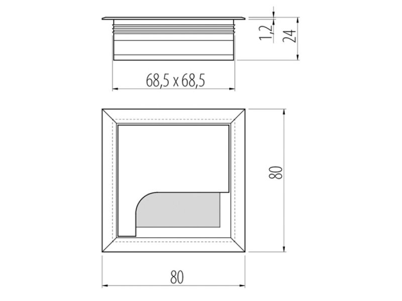 kabelová průchodka 80x80mm kov černá